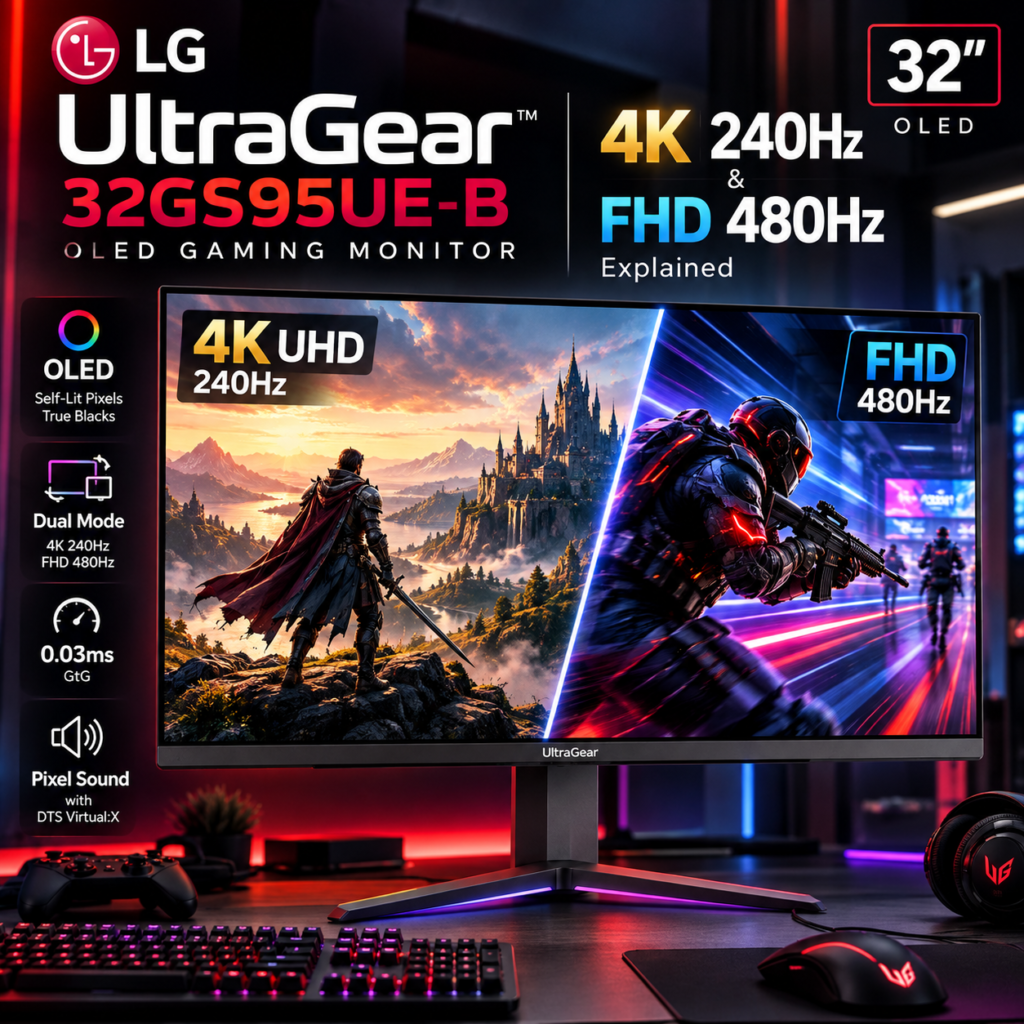 LG UltraGear 32GS95UE B Dual Mode OLED Gaming Monitor