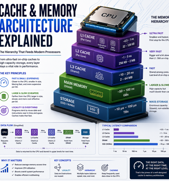 Cache & Memory Architecture Explained: SRAM, L1, L2, L3, DRAM, Memory Bandwidth, Latency, Cache Hits, Prefetching and Memory Controllers