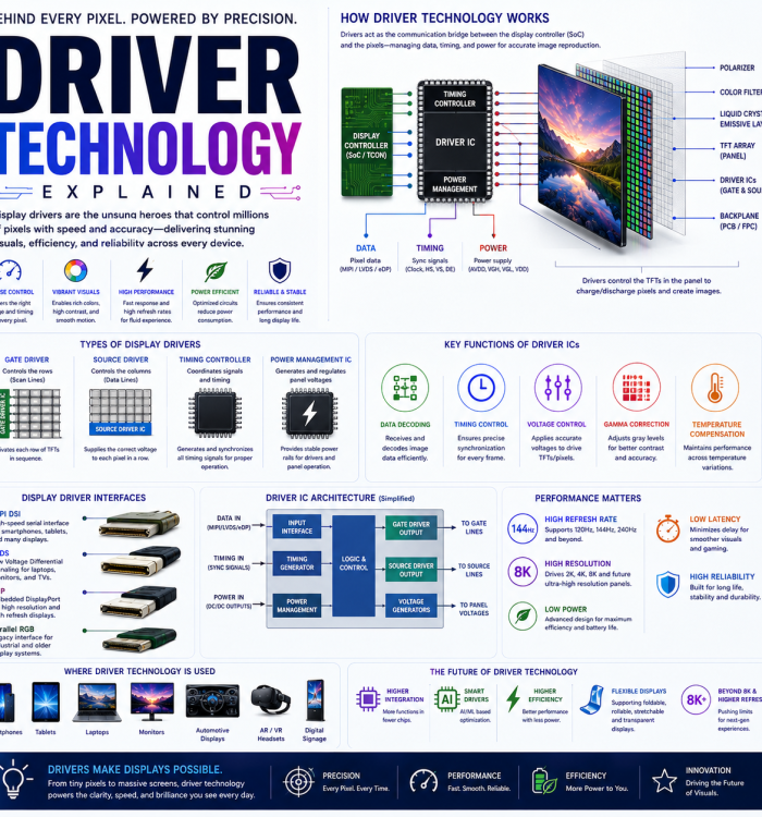 Display Driver Technology Explained: DDIC, TCON, Source Drivers, Gate Drivers, MIPI DSI, eDP, DisplayPort and HDMI