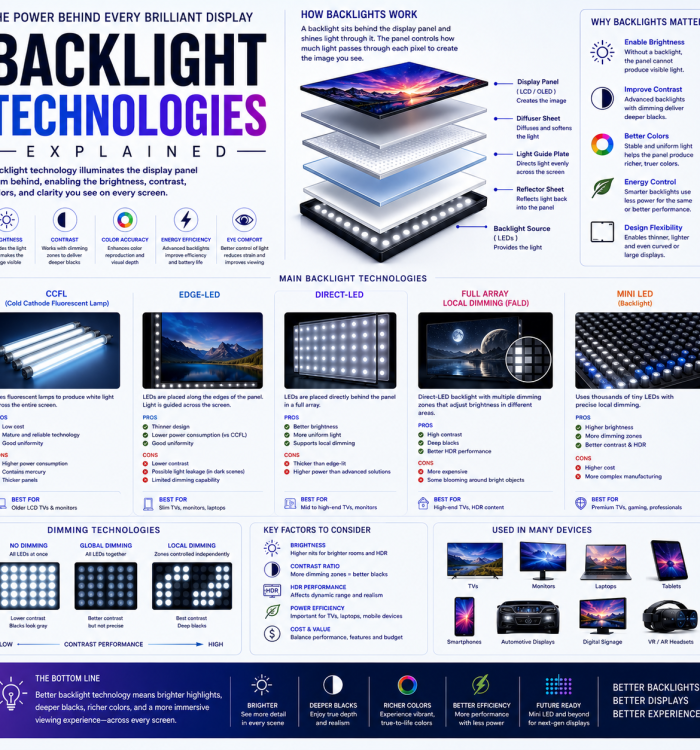 Display Backlight Technologies Explained: CCFL, LED, Edge-Lit, FALD, Mini-LED and Local Dimming