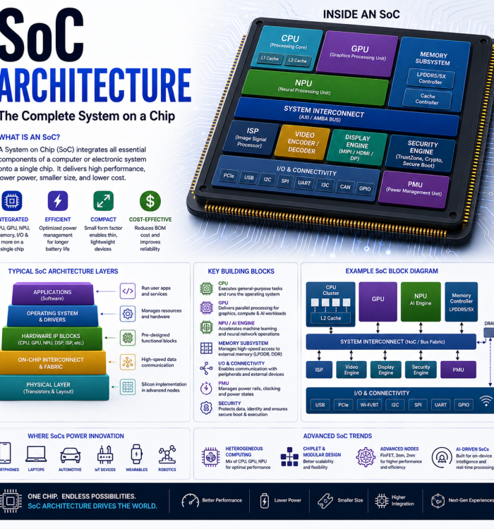 SoC Architecture Explained: CPU, GPU, NPU, ISP, DSP, Modem, Memory Controller, Media Engine, Interconnect and Modern System-on-Chip Design